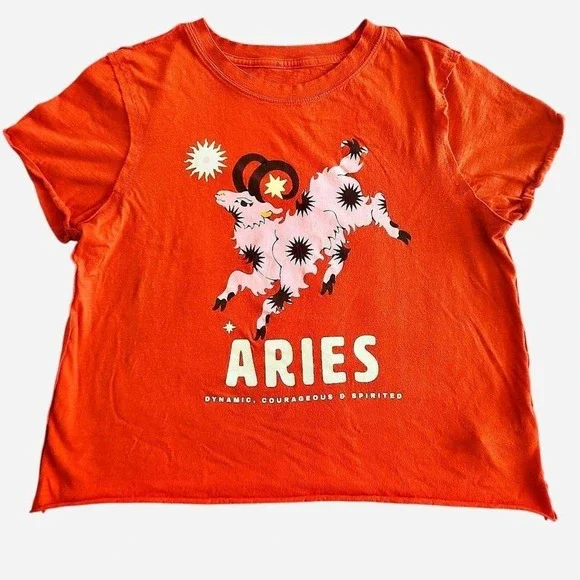 Anthropologie by Lou Benesch Aries short sleeve red cotton crop top - Picture 1 of 6